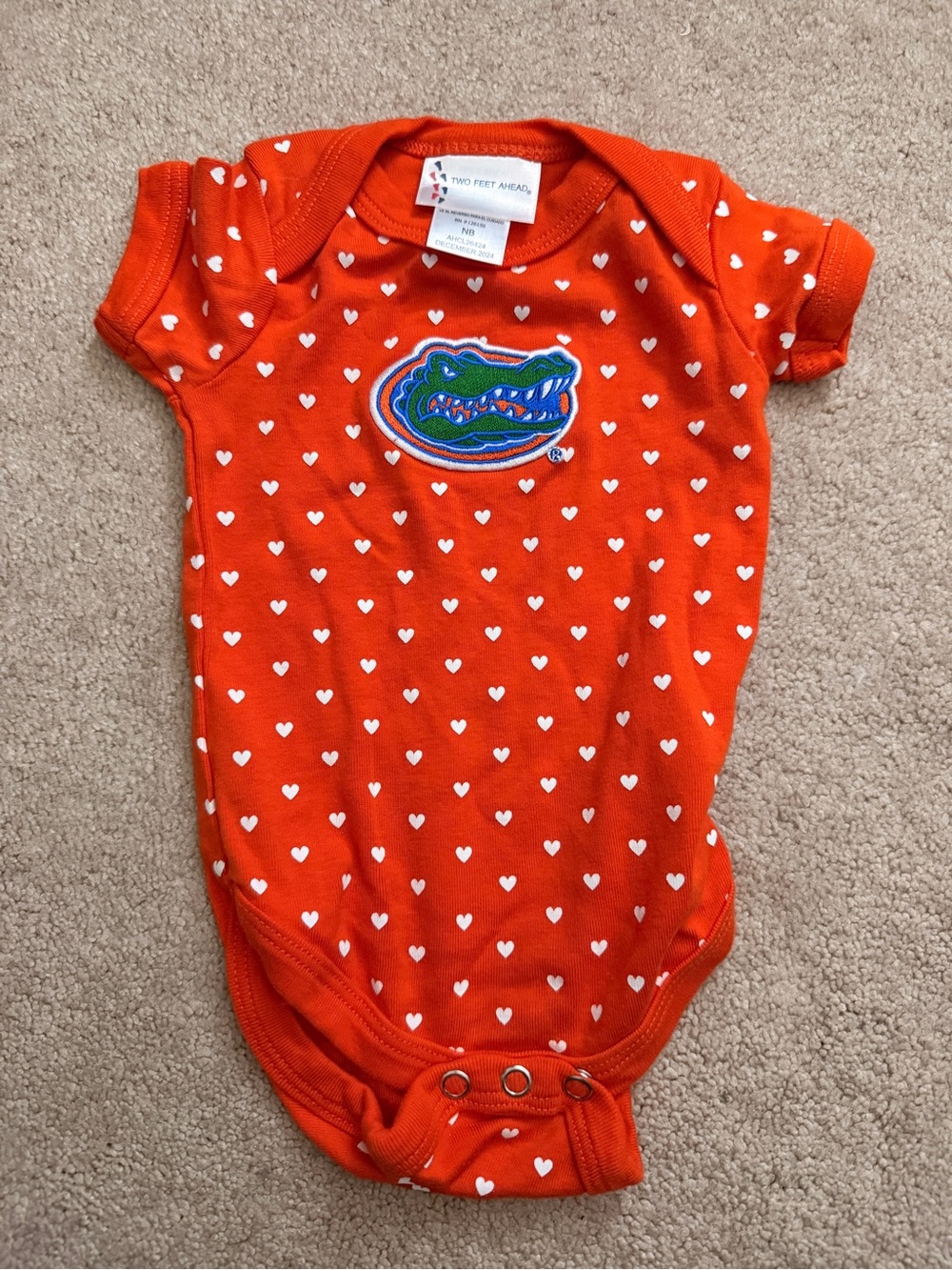 Florida Gators Orange Heart Baby Onesie - Newborn